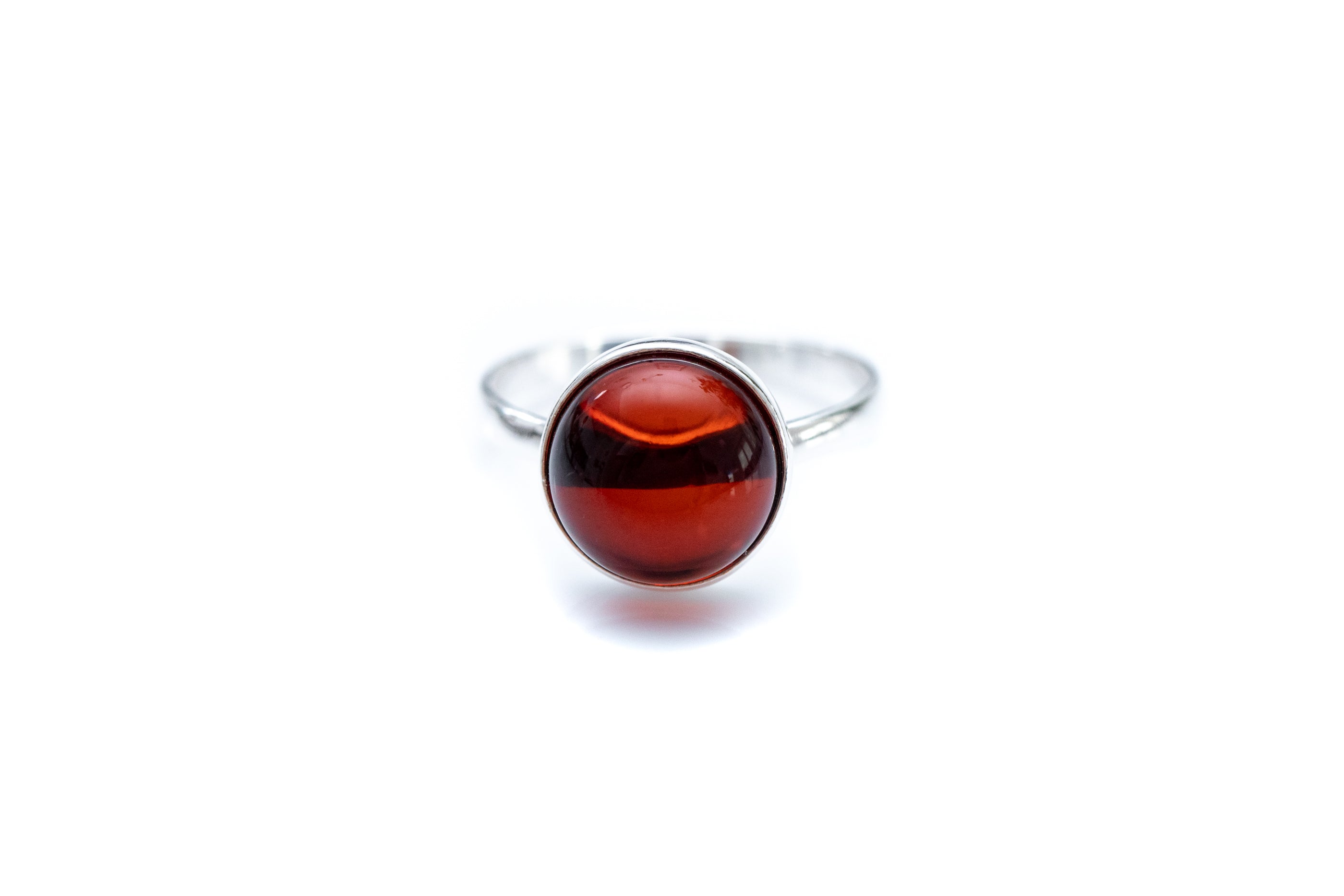 ESSENTIALS Cherry Red Amber Solitaire Ring- Rings- Baltic Beauty