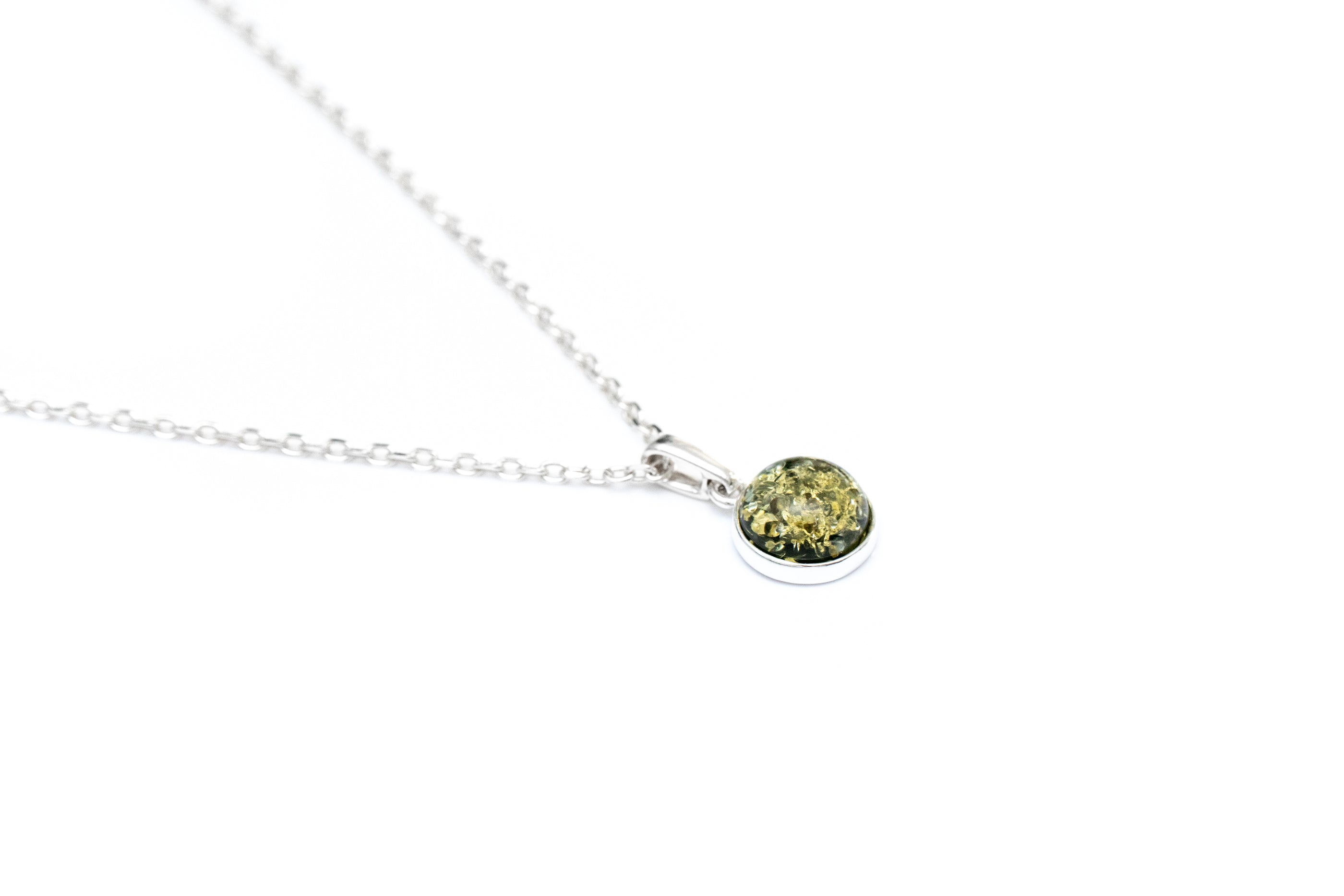 ESSENTIALS Mini Green Amber Pendant- Necklaces- Baltic Beauty