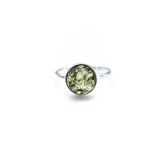 ESSENTIALS Green Amber Solitaire Ring- Rings- Baltic Beauty