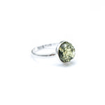 ESSENTIALS Green Amber Solitaire Ring- Rings- Baltic Beauty