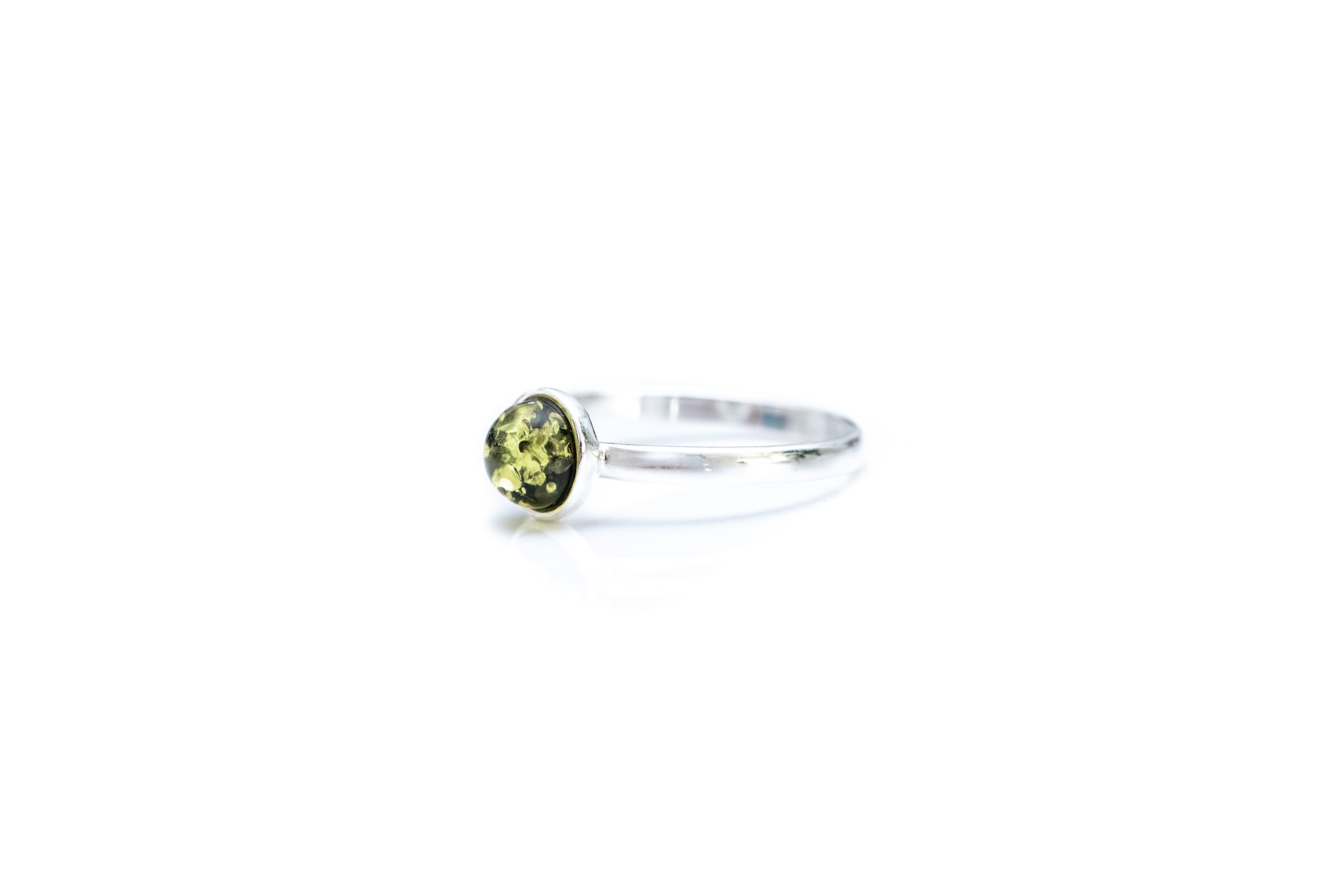 ESSENTIALS Mini Green Amber Stacking Ring- Rings- Baltic Beauty