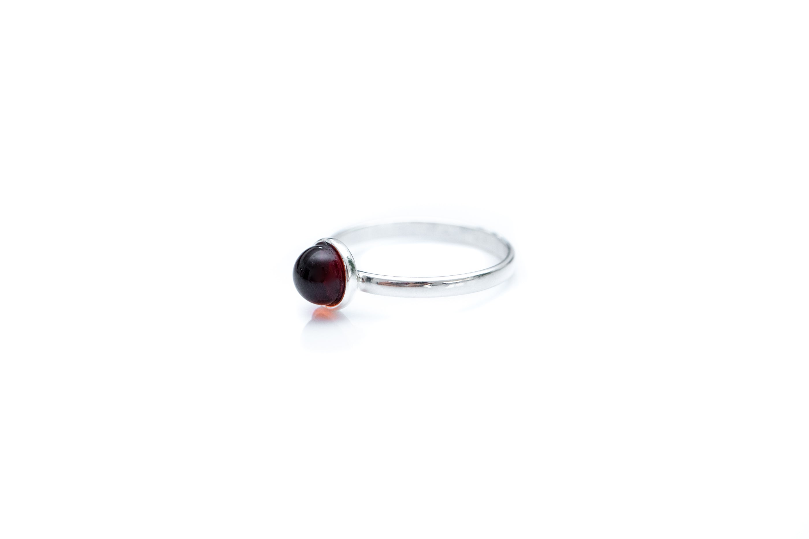 ESSENTIALS Mini Cherry Red Amber Stacking Ring- Rings- Baltic Beauty