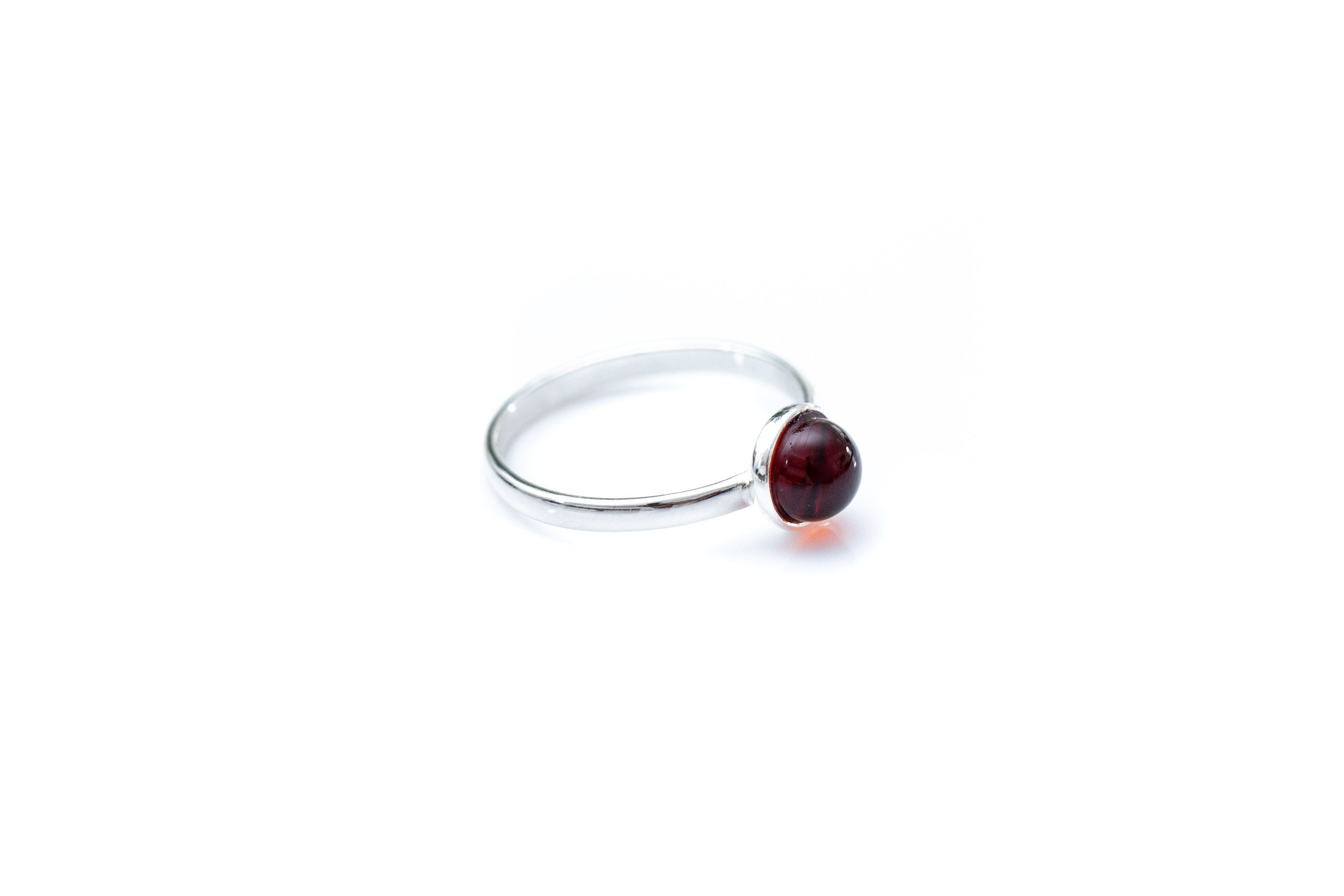 ESSENTIALS Mini Cherry Red Amber Stacking Ring- Rings- Baltic Beauty