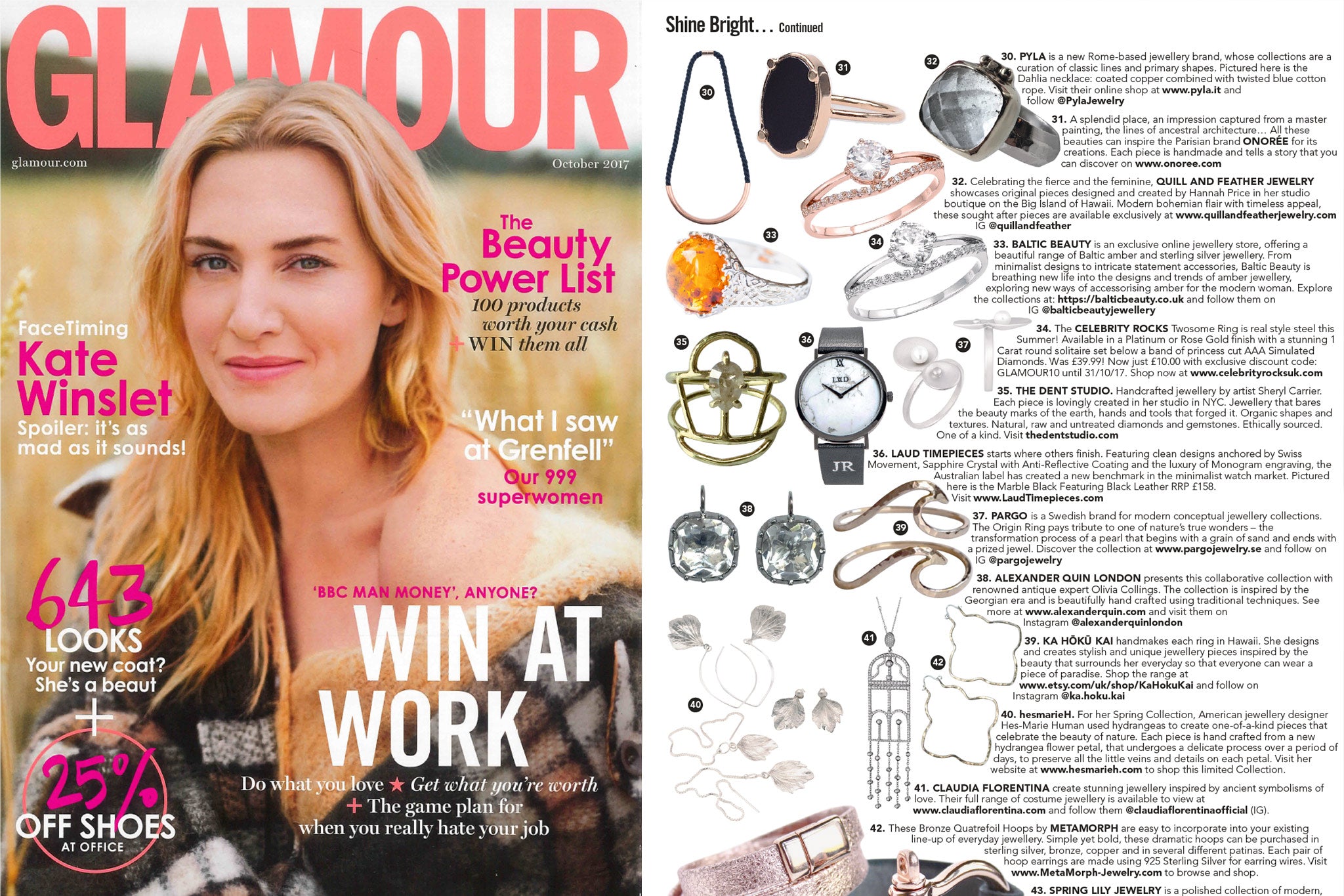 Our stunning Baltic Amber ring was featured in Glamour magazine