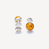 ESSENTIALS Mini Amber Stud Earrings – handcrafted in Baltic amber and sterling silver, view 2
