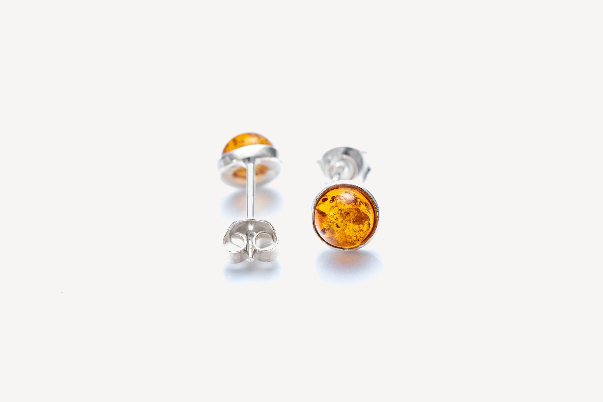 ESSENTIALS Mini Amber Stud Earrings – handcrafted in Baltic amber and sterling silver, view 2