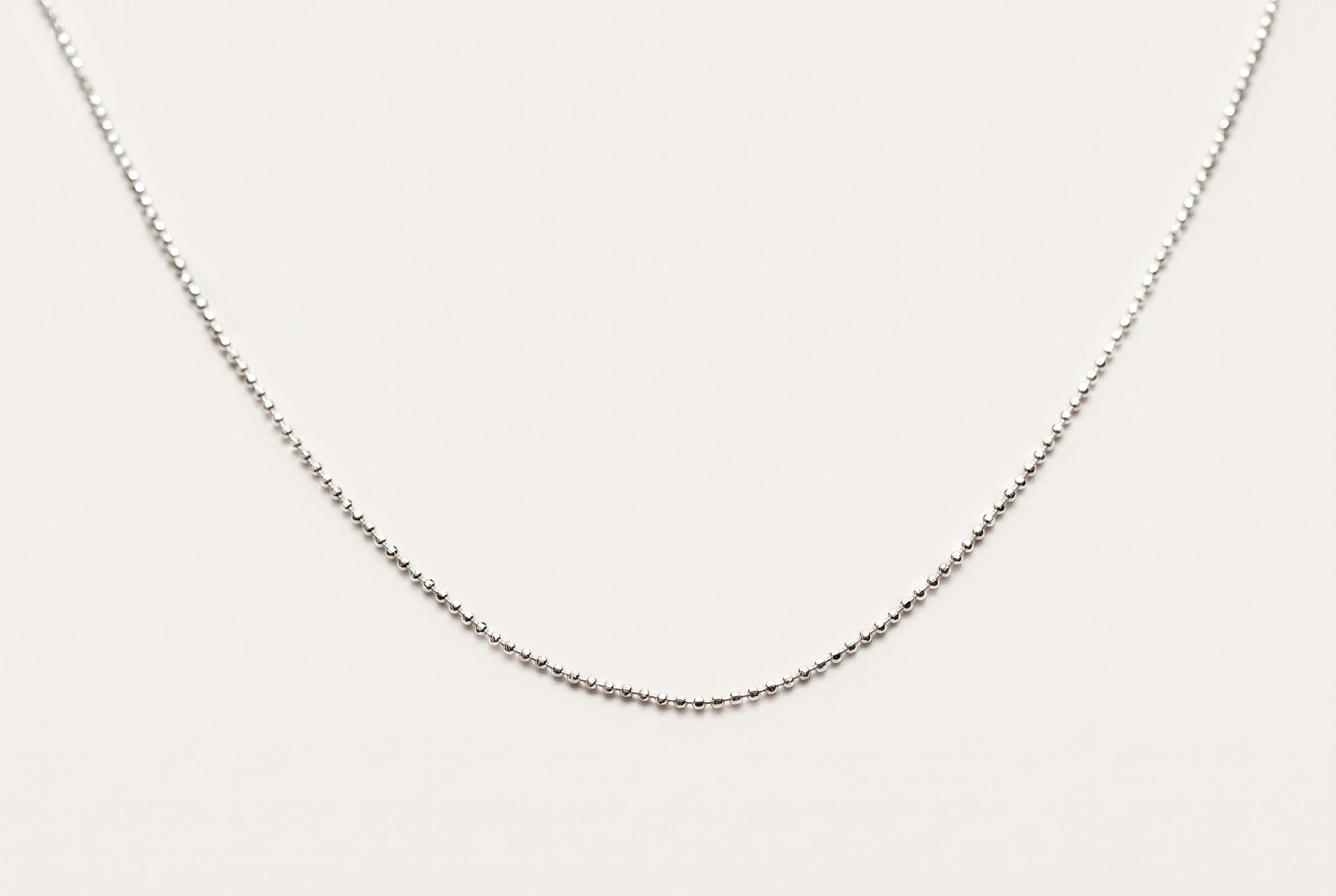17.5" (45cm) Diamond Ball Chain – necklace in sterling silver, full length