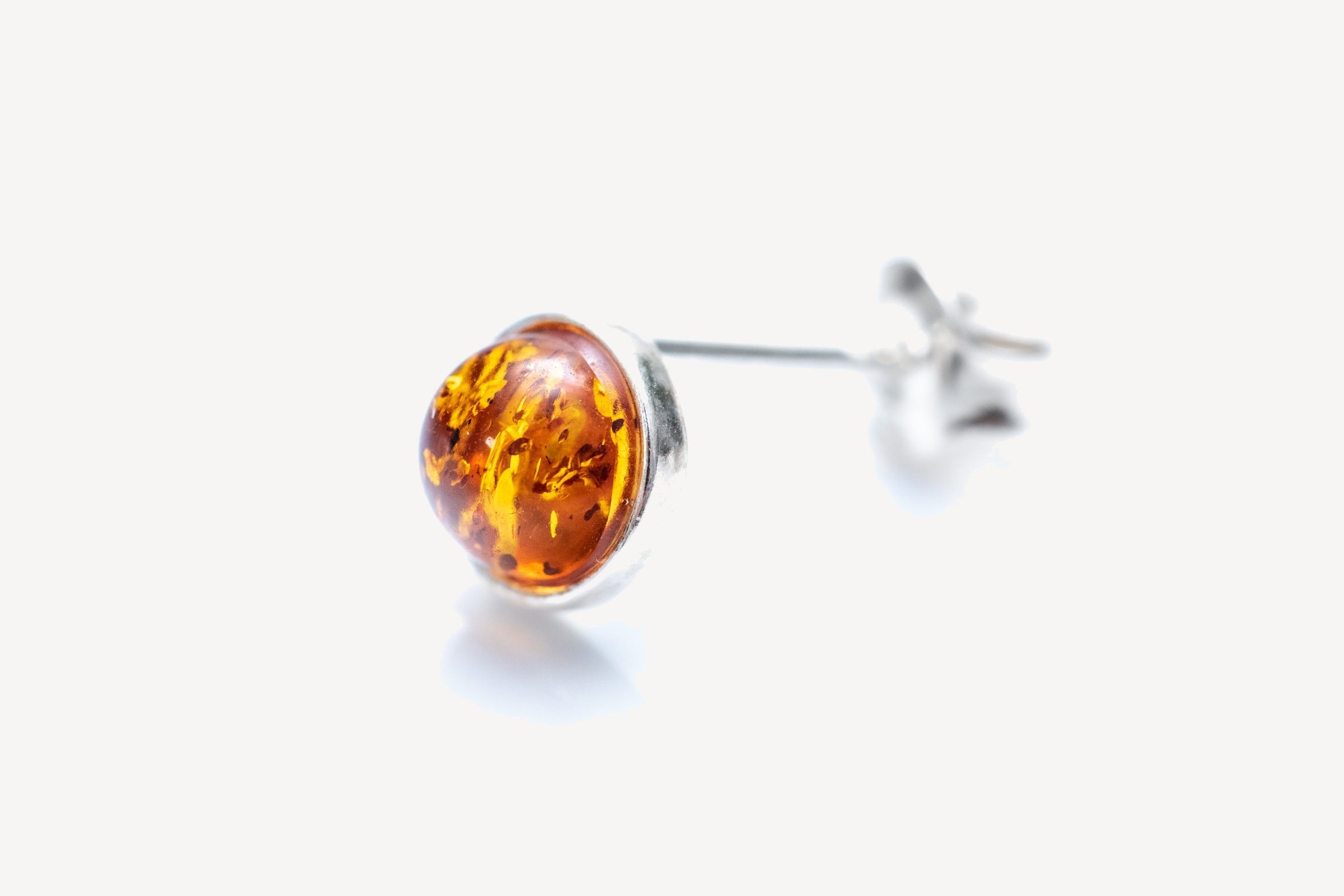 ESSENTIALS Mini Amber Stud Earrings – handcrafted in Baltic amber and sterling silver, view 5