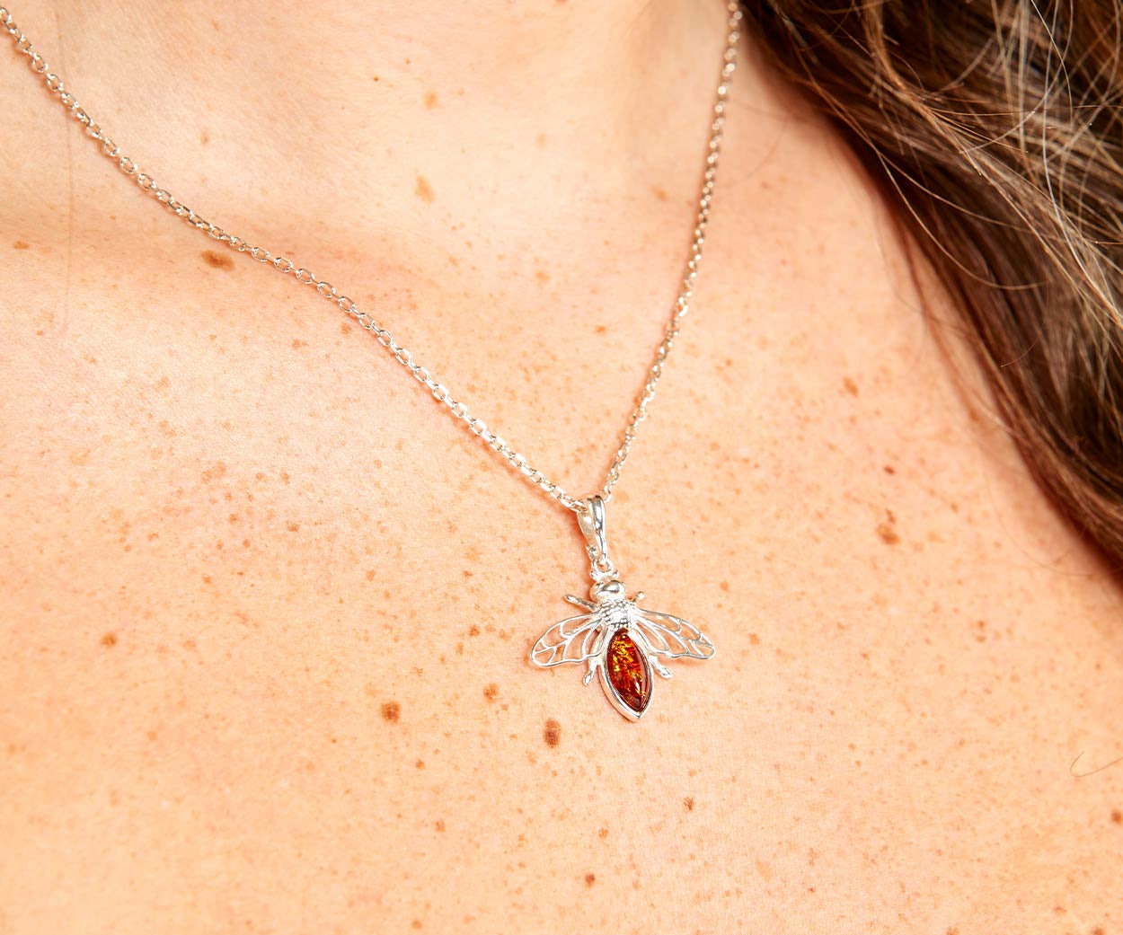 Amber Bee Necklace — Baltic amber and sterling silver jewellery by Baltic Beauty