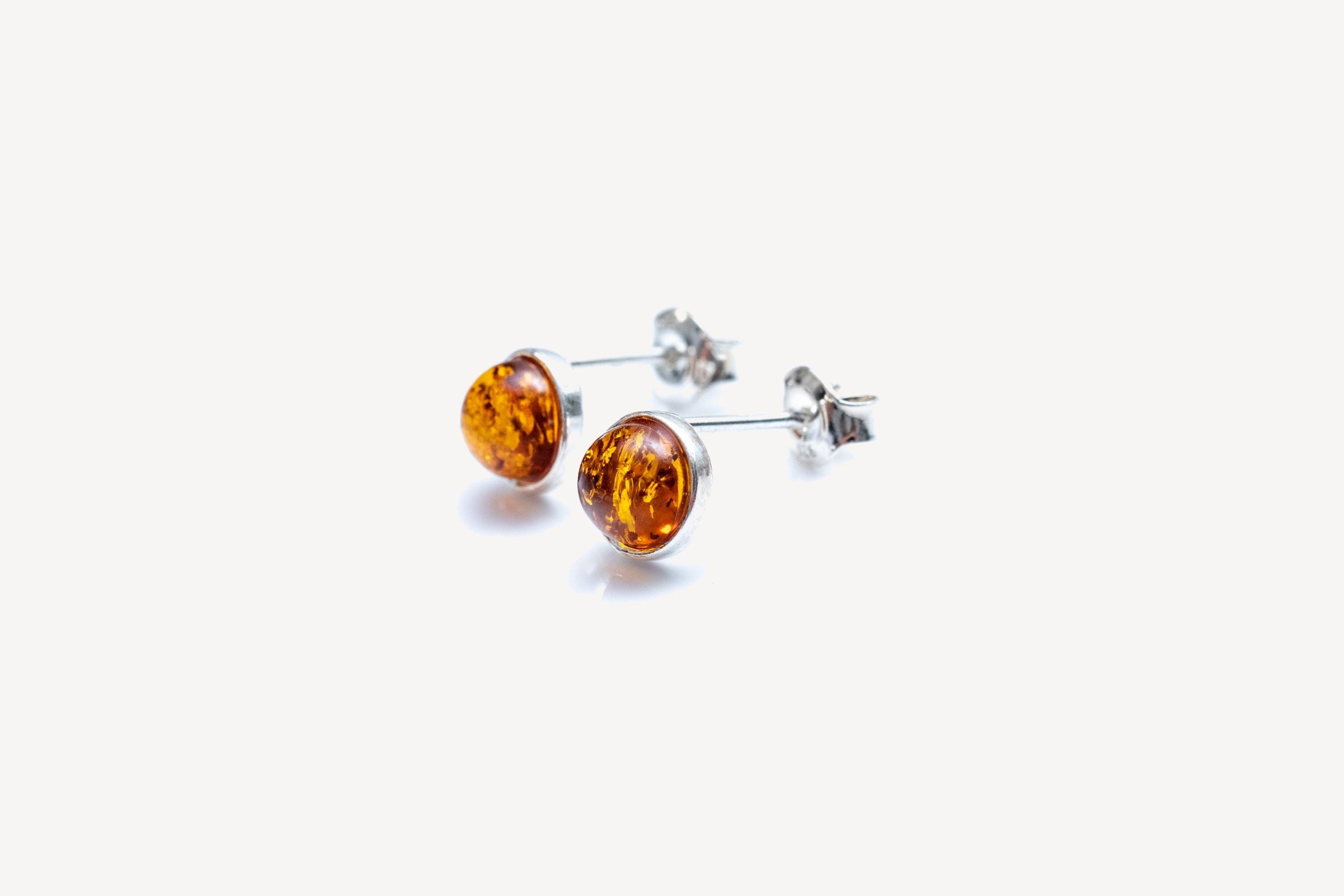ESSENTIALS Mini Amber Stud Earrings – handcrafted in Baltic amber and sterling silver, view 6