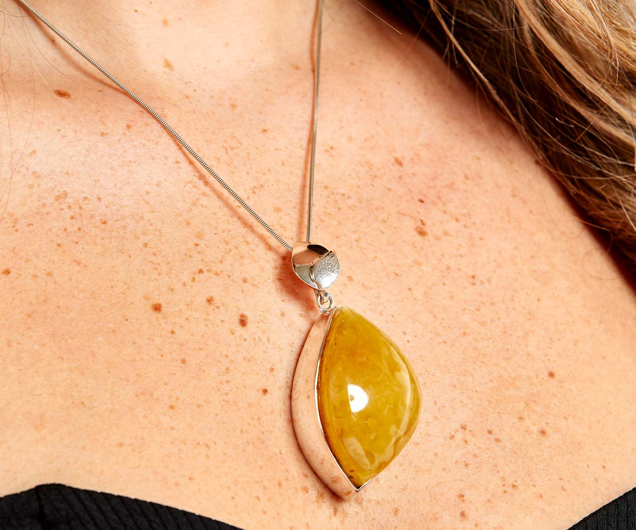 OOAK Honeywave Charm Pendant — Baltic amber and sterling silver by Baltic Beauty