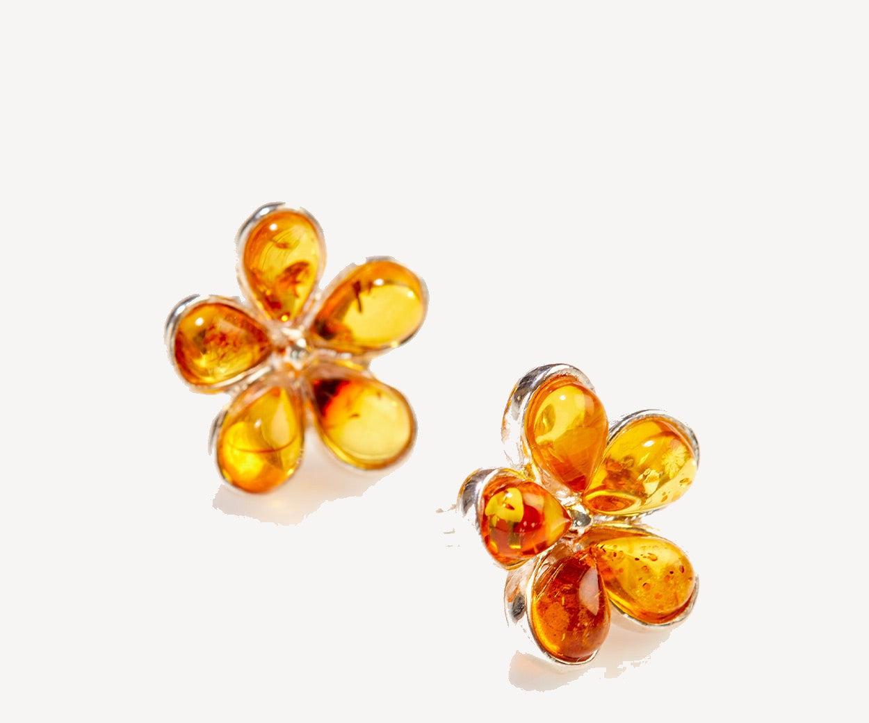 Amber Daisy Stud Earrings — Baltic amber and sterling silver jewellery by Baltic Beauty