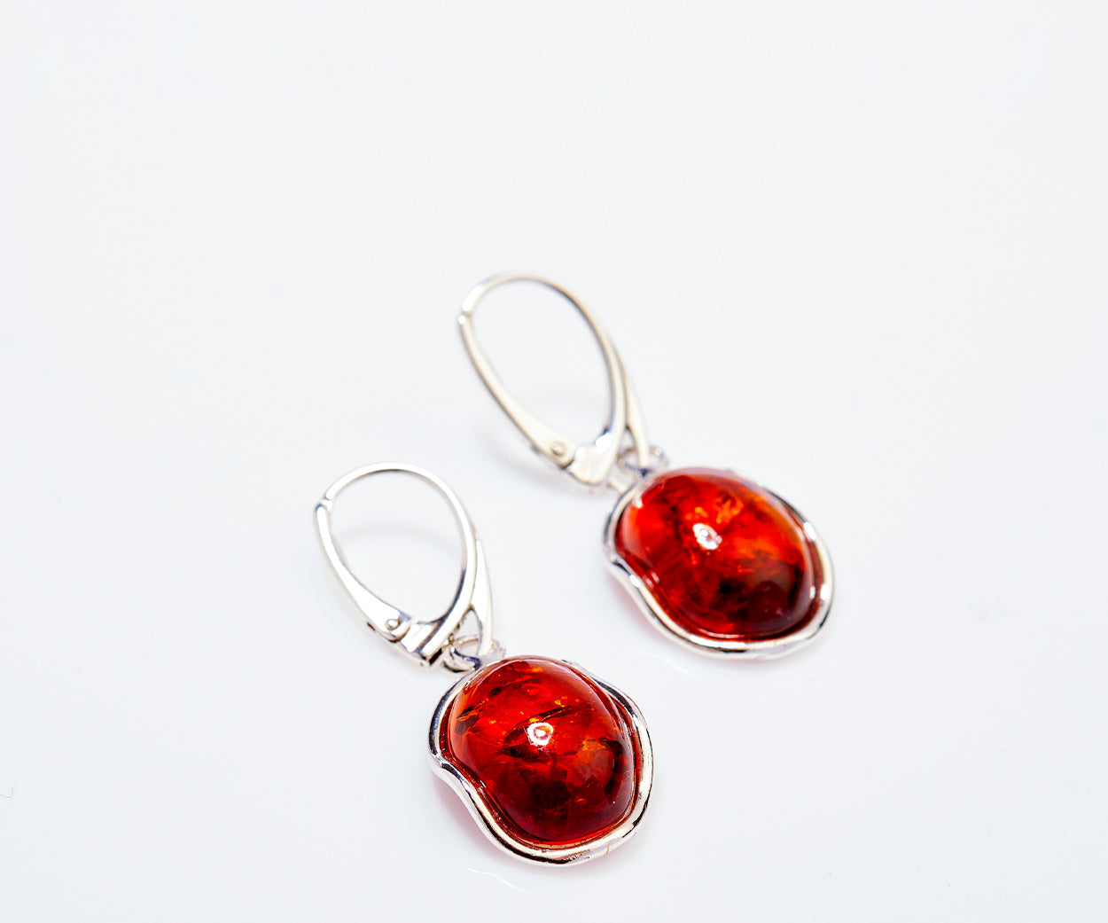 Amber Ripple Earrings – handcrafted in Baltic amber and sterling silver