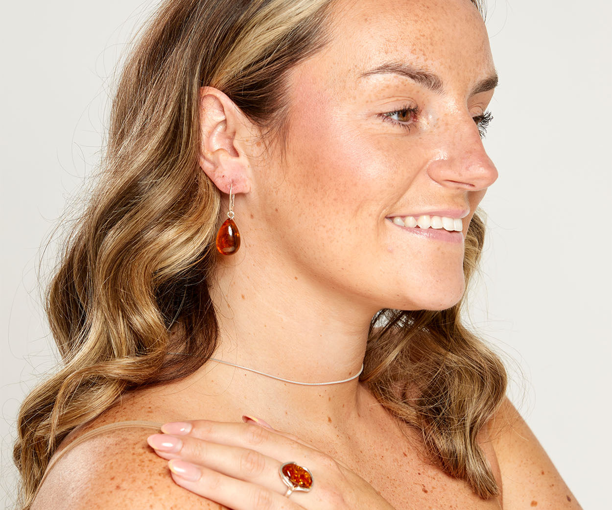 Amber Ripple Ring – handcrafted in Baltic amber and sterling silver, view 2