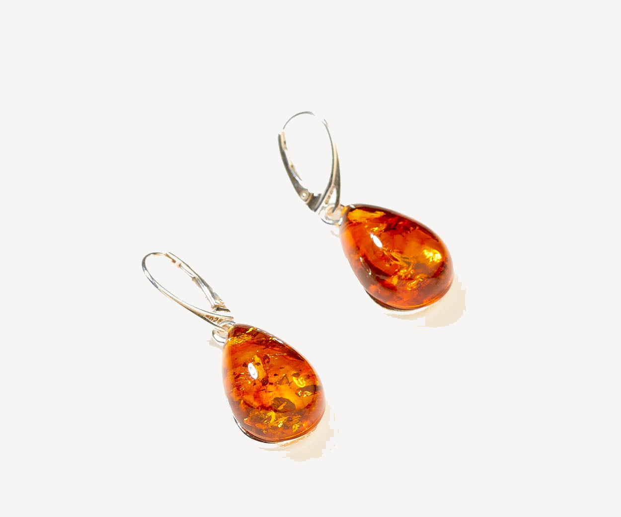 Amber Sundrop Earrings – handcrafted in Baltic amber and sterling silver