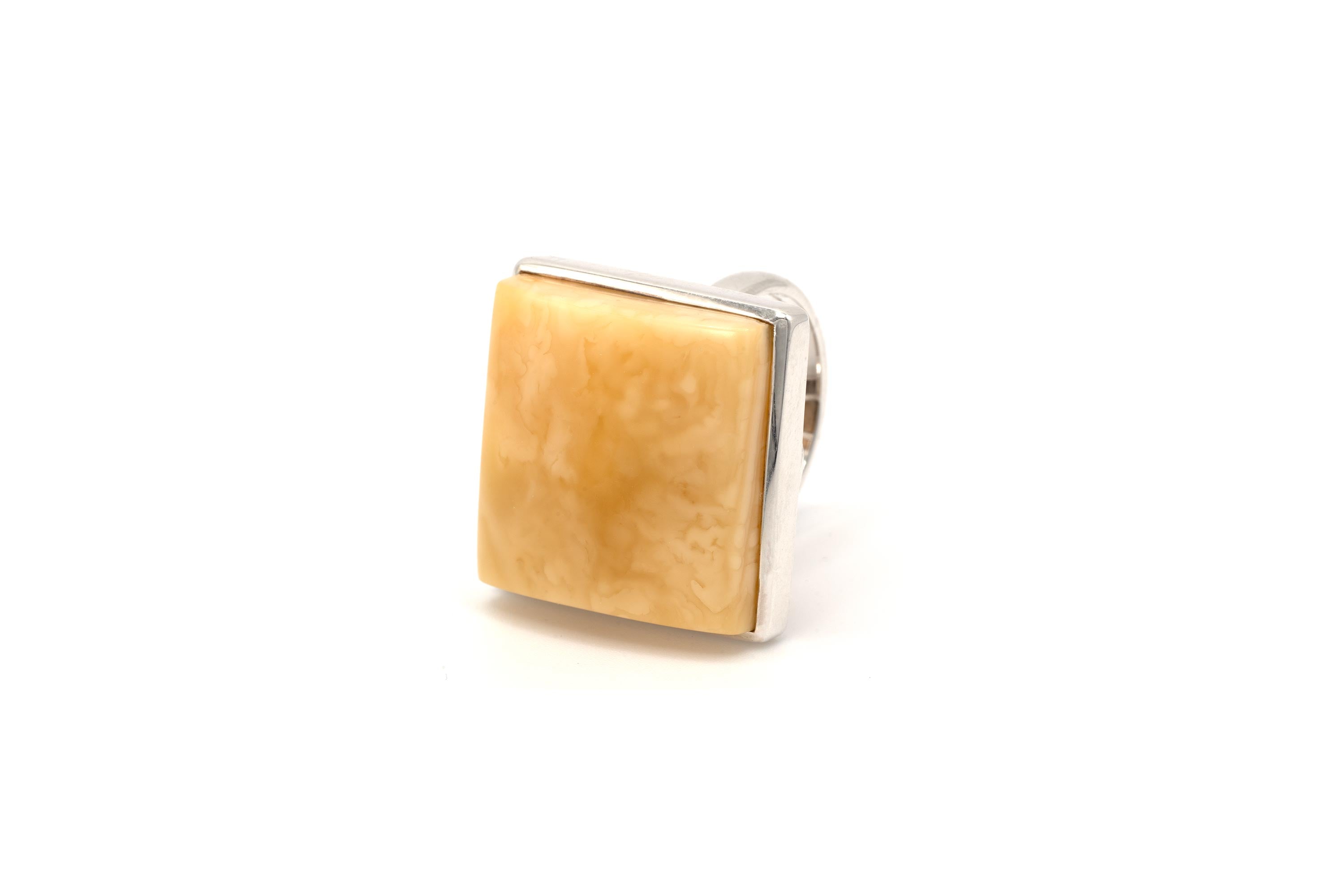 Square Yellow Amber Ring - Baltic Beauty