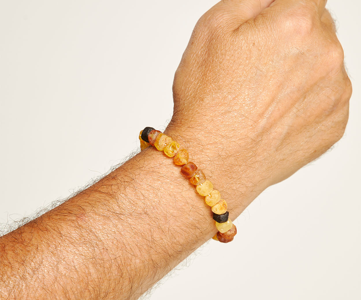 RAW Multi-tone Unisex Bracelet – handcrafted in Baltic amber and sterling silver, view 2