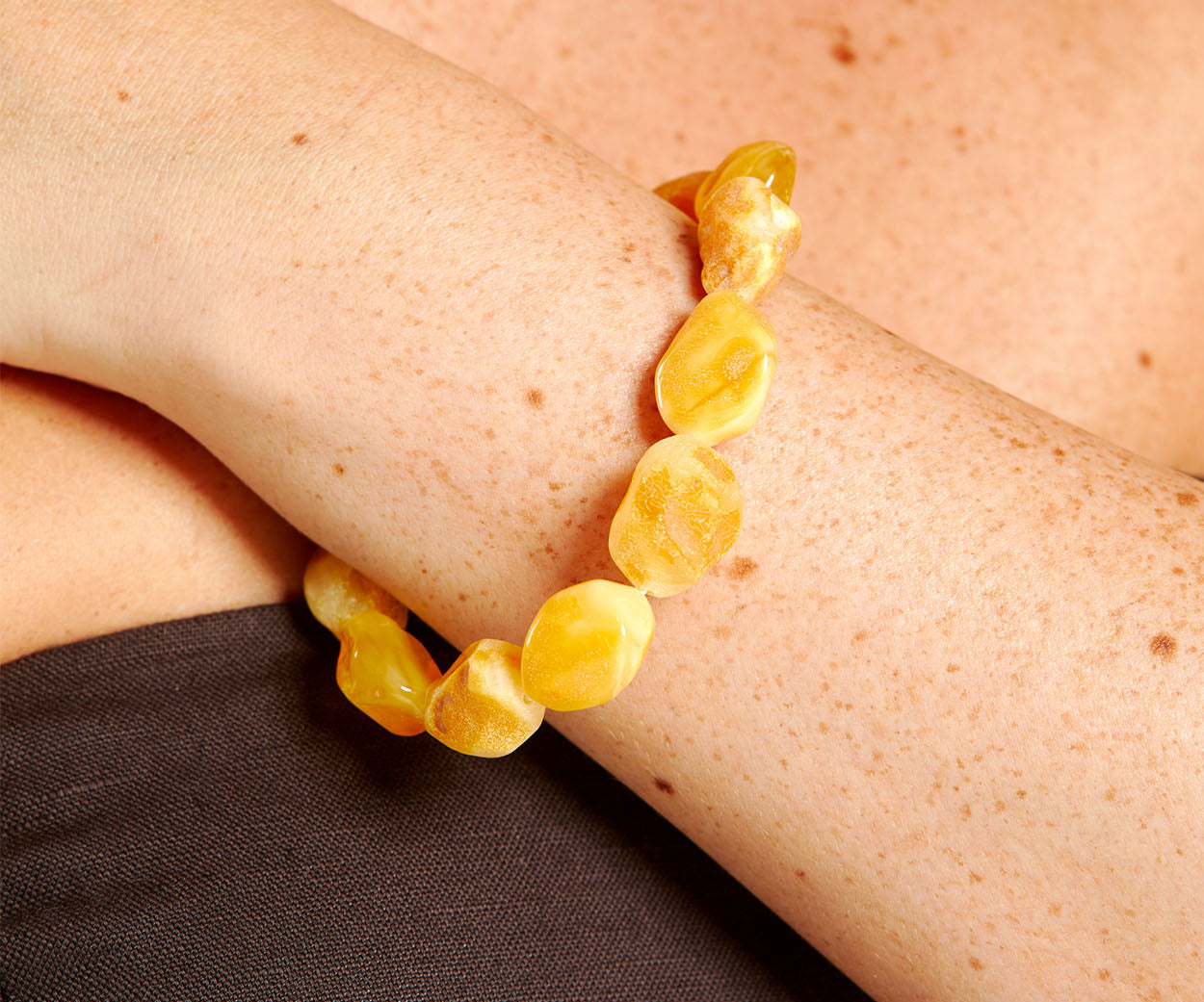 Yellow Tone Unisex Bracelet – handcrafted in Baltic amber and sterling silver, view 2