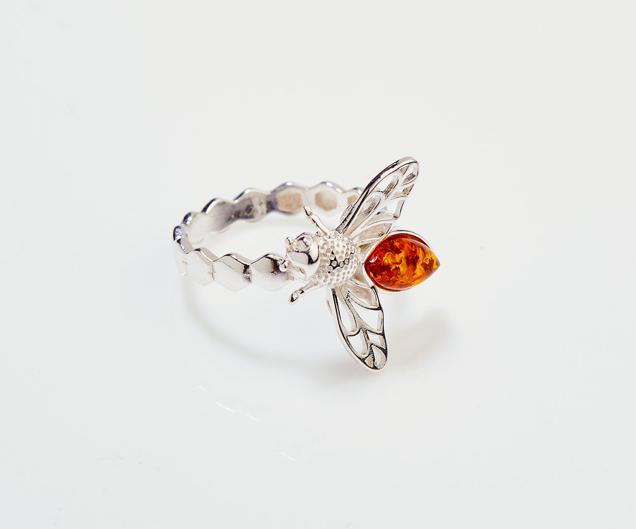 Amber Bee Ring — Baltic amber and sterling silver by Baltic Beauty