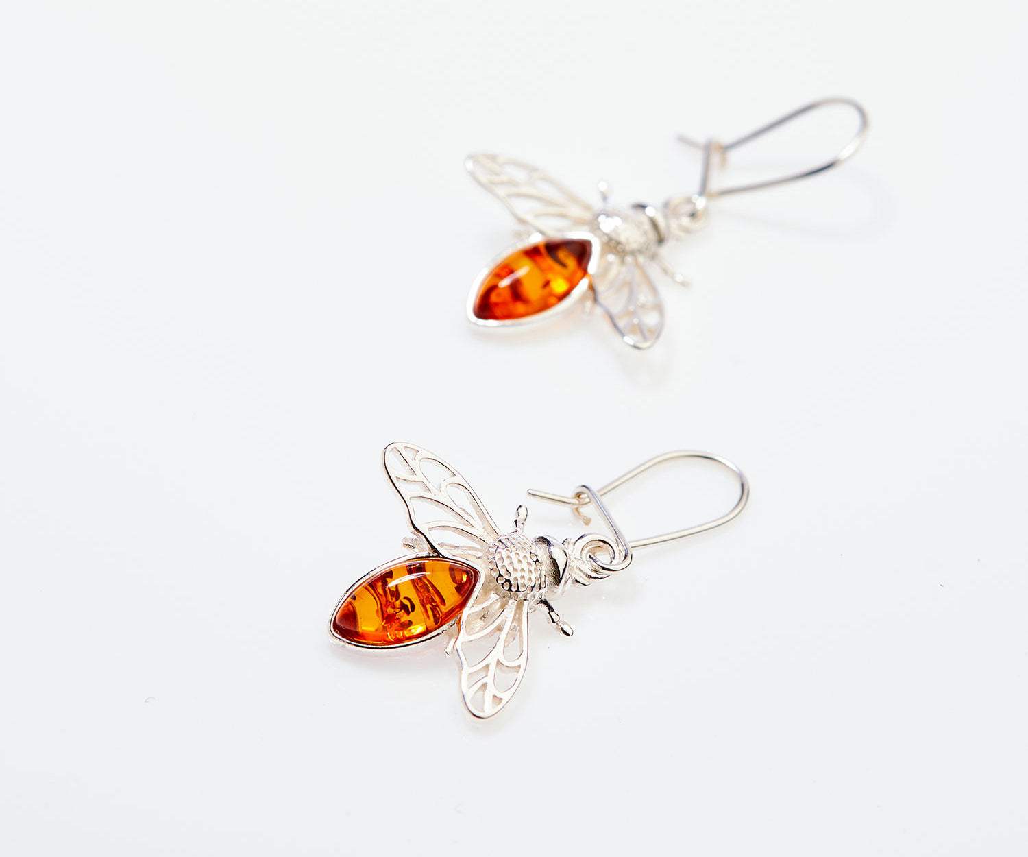 Amber Bee Earrings — Baltic amber and sterling silver by Baltic Beauty