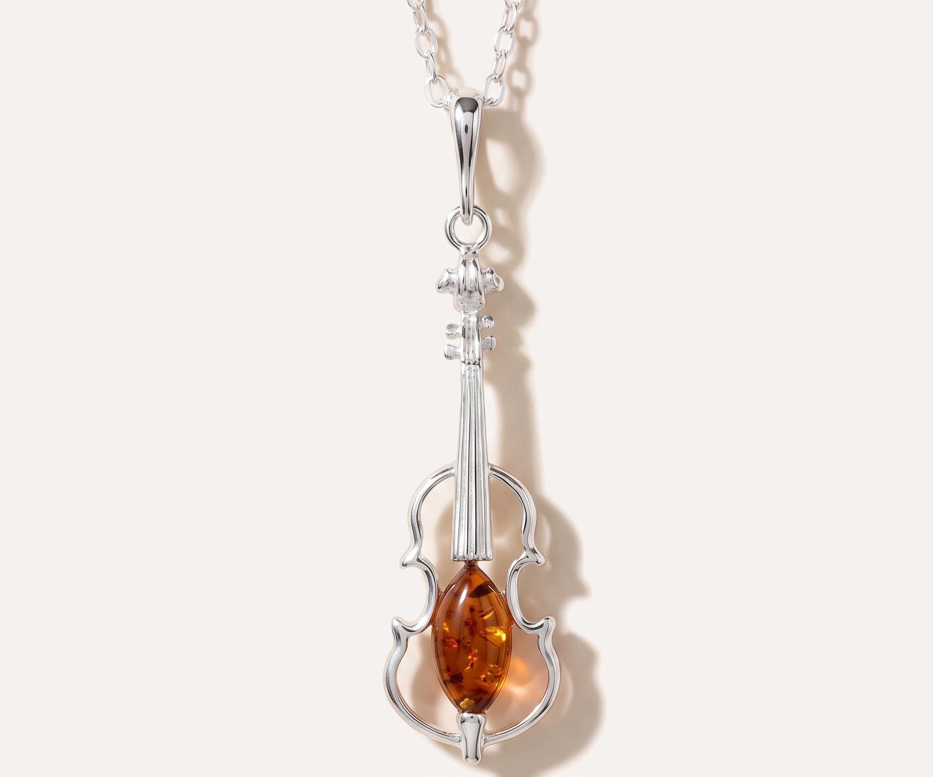 Amber Violin Pendant — Baltic amber and sterling silver jewellery by Baltic Beauty