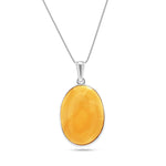 Large Yellow Amber Circle Pendant - Baltic Beauty
