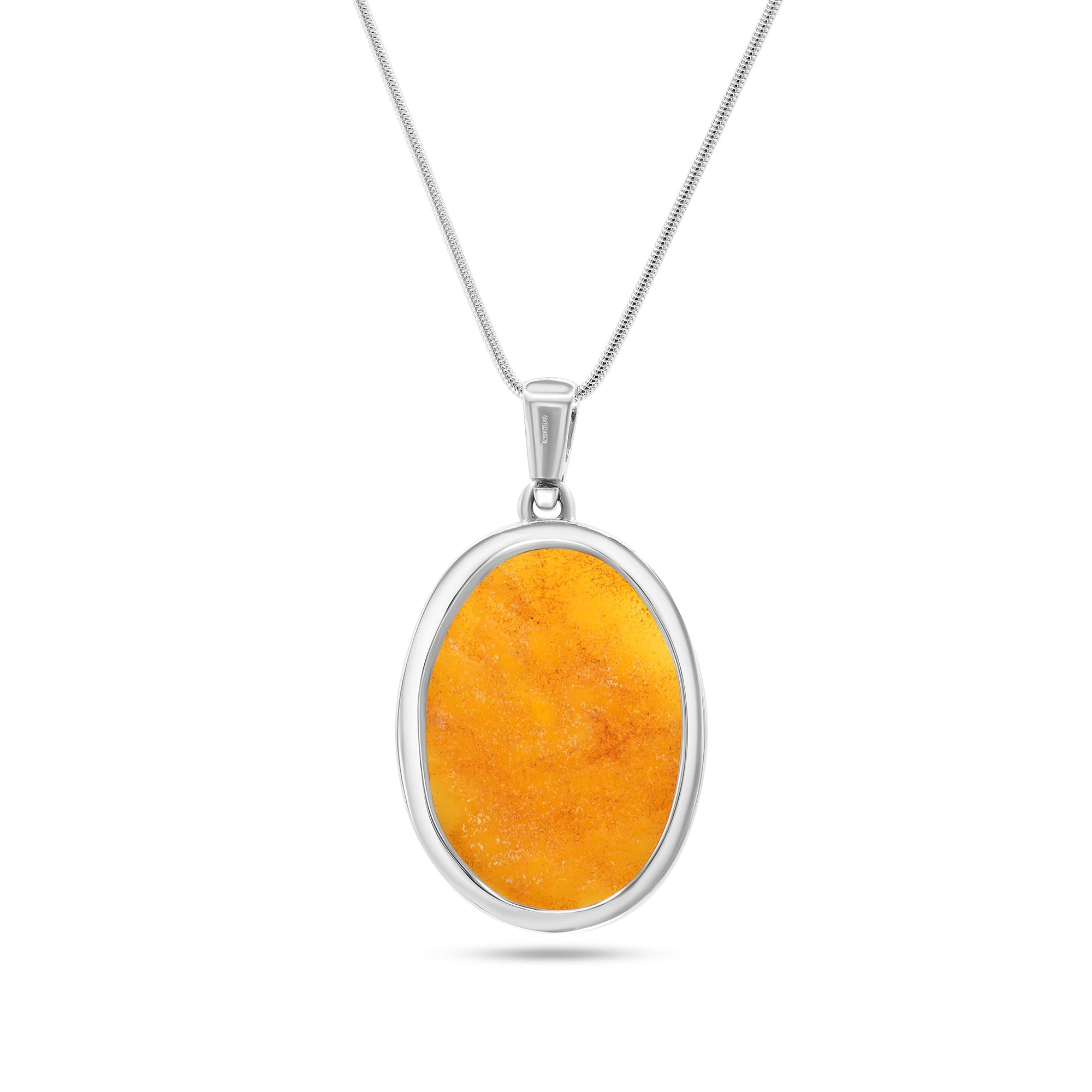 Large Yellow Amber Circle Pendant - Baltic Beauty