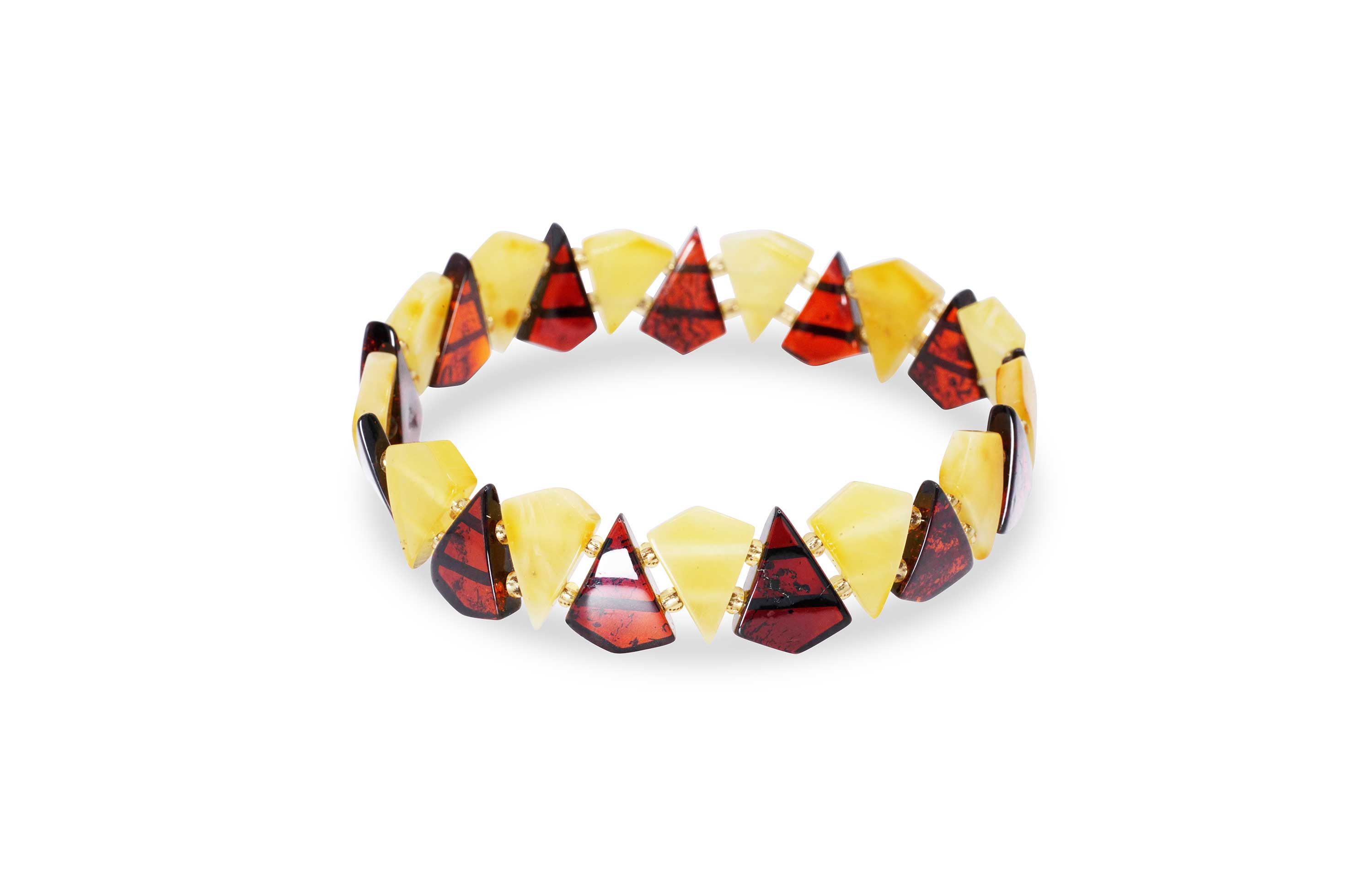 Edgy RAW Cherry and Butterscotch Amber Triangle Bracelet - Baltic Beauty
