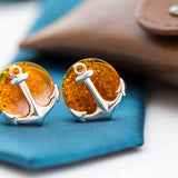 Amber Anchor Cufflinks- Cufflinks- Baltic Beauty