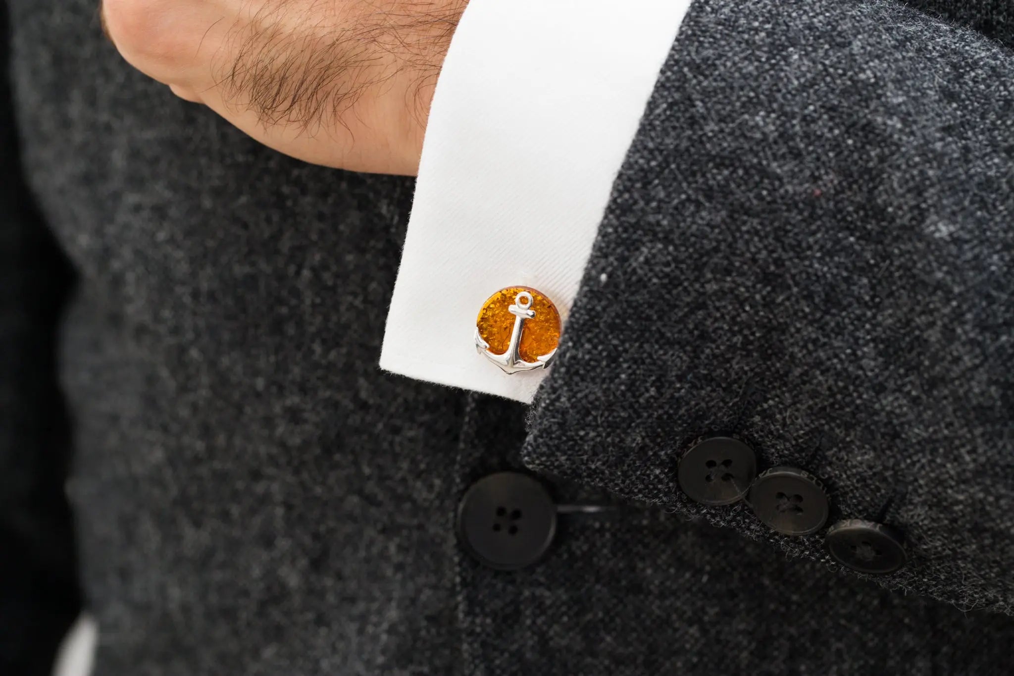 Amber Anchor Cufflinks- Cufflinks- Baltic Beauty