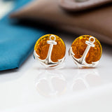 Amber Anchor Cufflinks- Cufflinks- Baltic Beauty