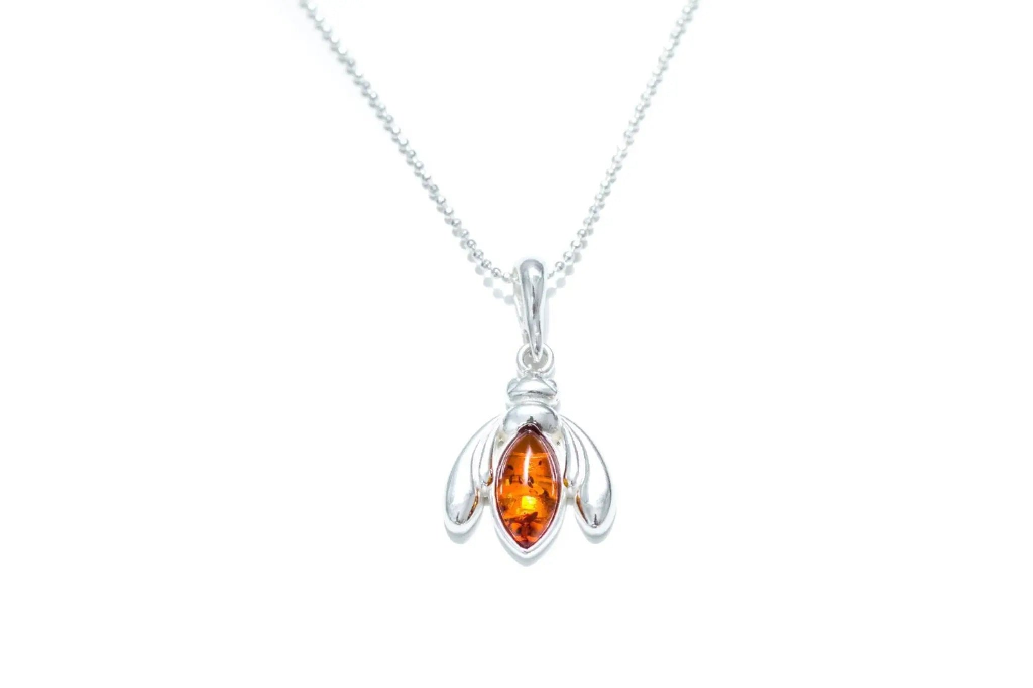 Amber Bumble Bee Charm Necklace- Necklaces- Baltic Beauty
