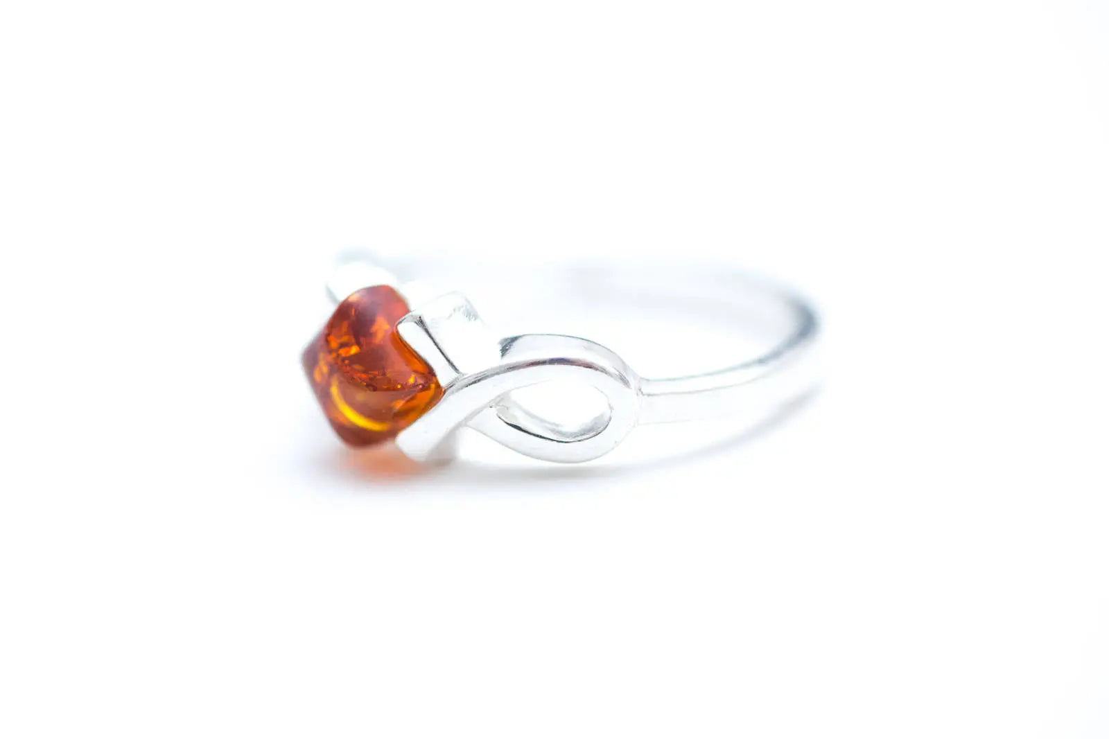 Amber Diamond Infinity Ring Minimal Amber Ring by Baltic Beauty