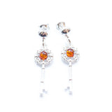 Amber Key Charm Earrings- Earrings- Baltic Beauty