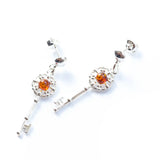 Amber Key Charm Earrings- Earrings- Baltic Beauty