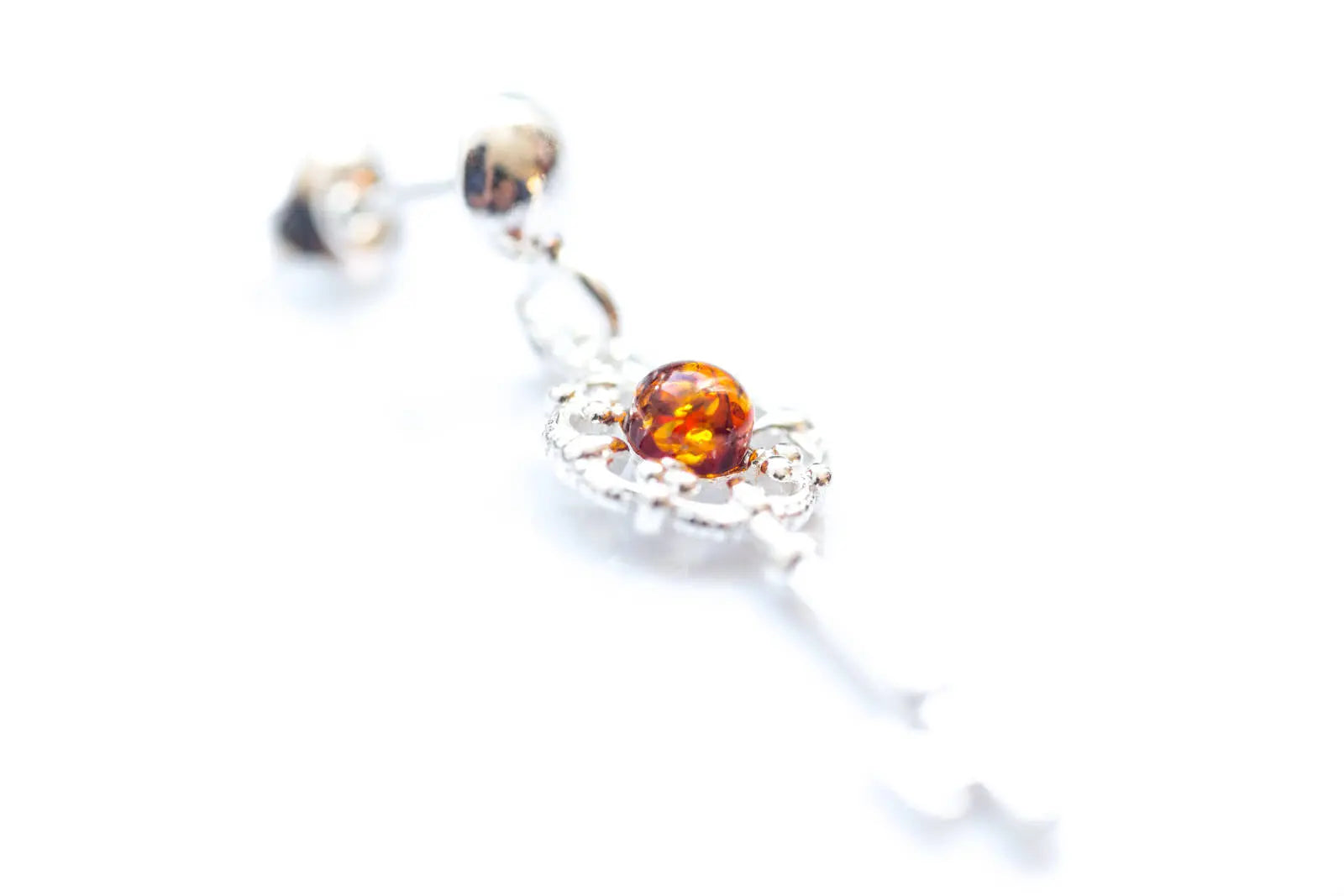 Amber Key Charm Earrings- Earrings- Baltic Beauty