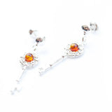 Amber Key Charm Earrings- Earrings- Baltic Beauty