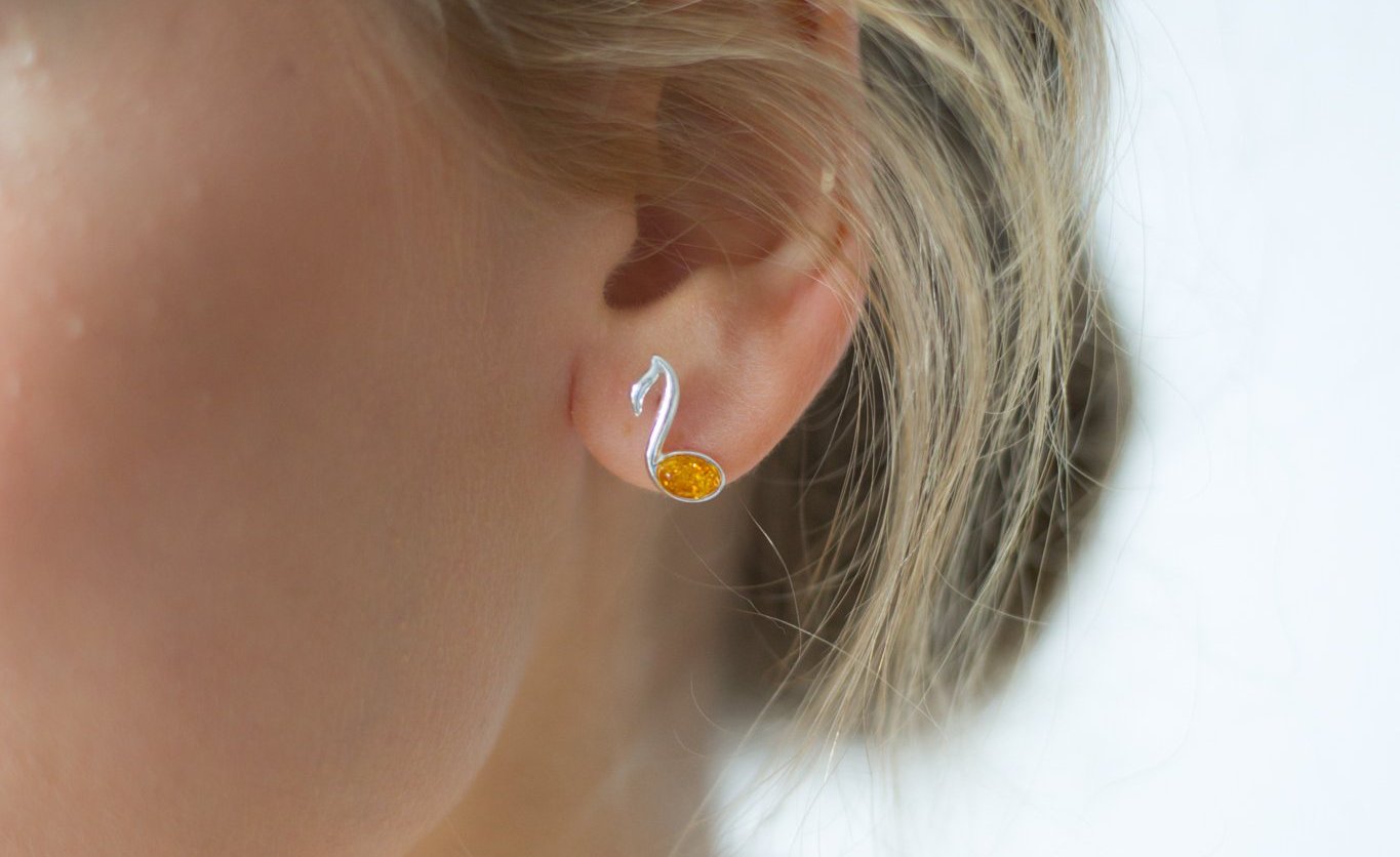 Amber Music Note Stud Earrings- Earrings- Baltic Beauty