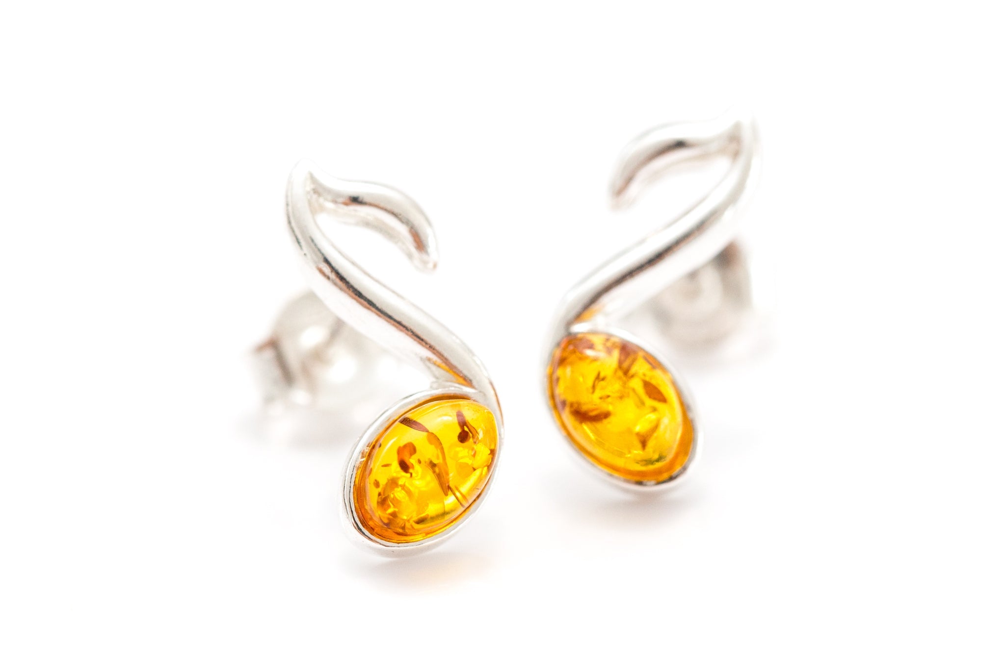 Amber Music Note Stud Earrings- Earrings- Baltic Beauty