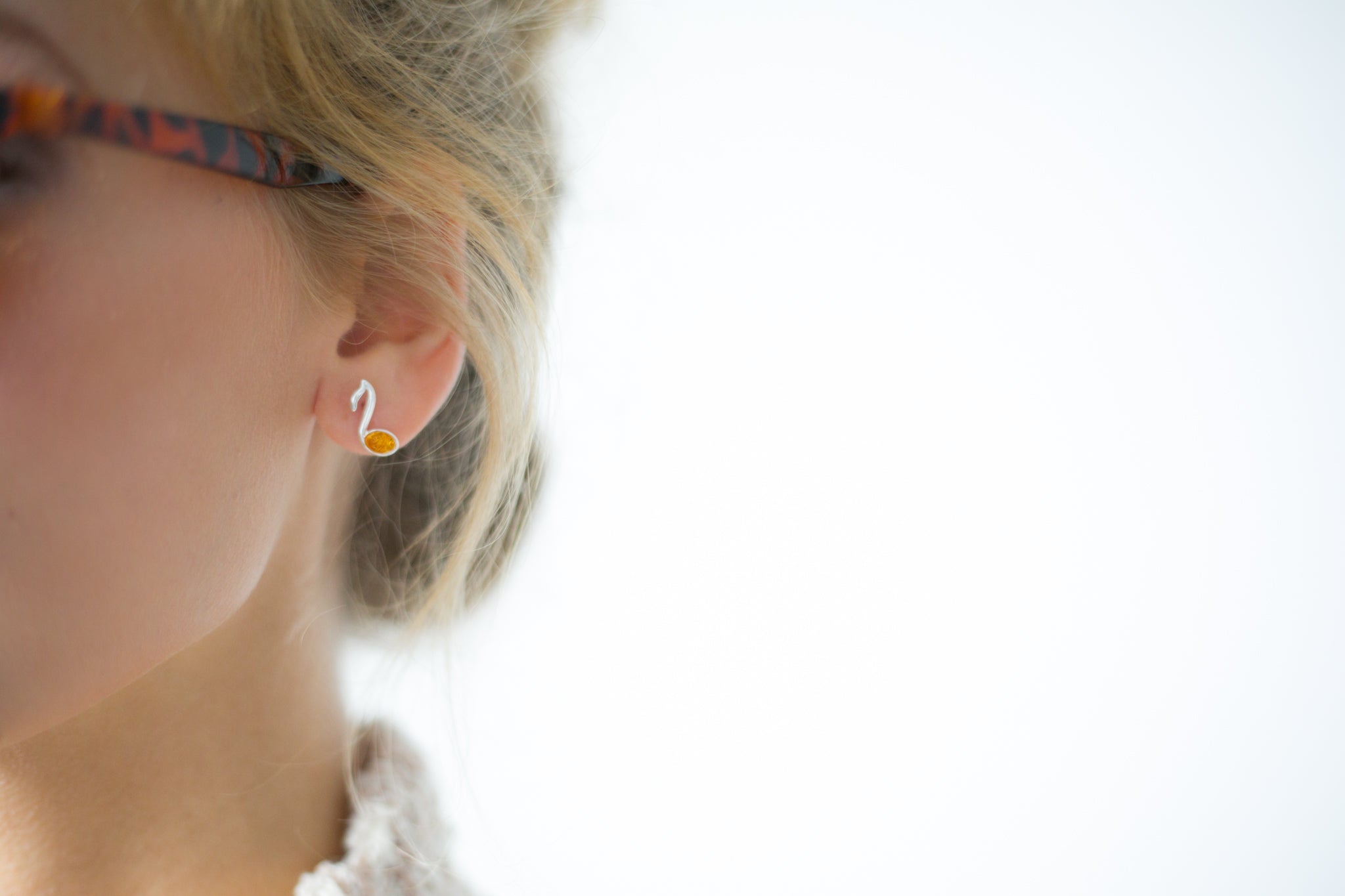 Amber Music Note Stud Earrings- Earrings- Baltic Beauty