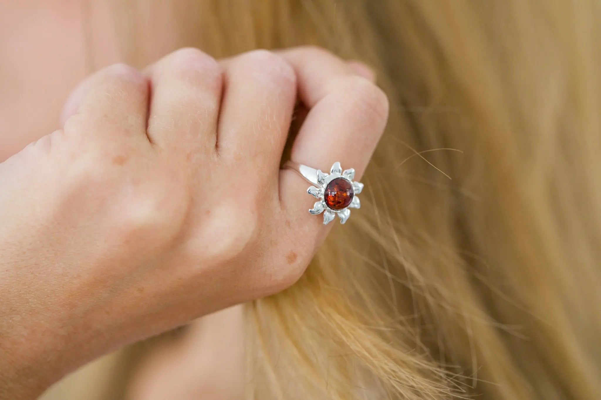 Amber Sun Ring- Rings- Baltic Beauty
