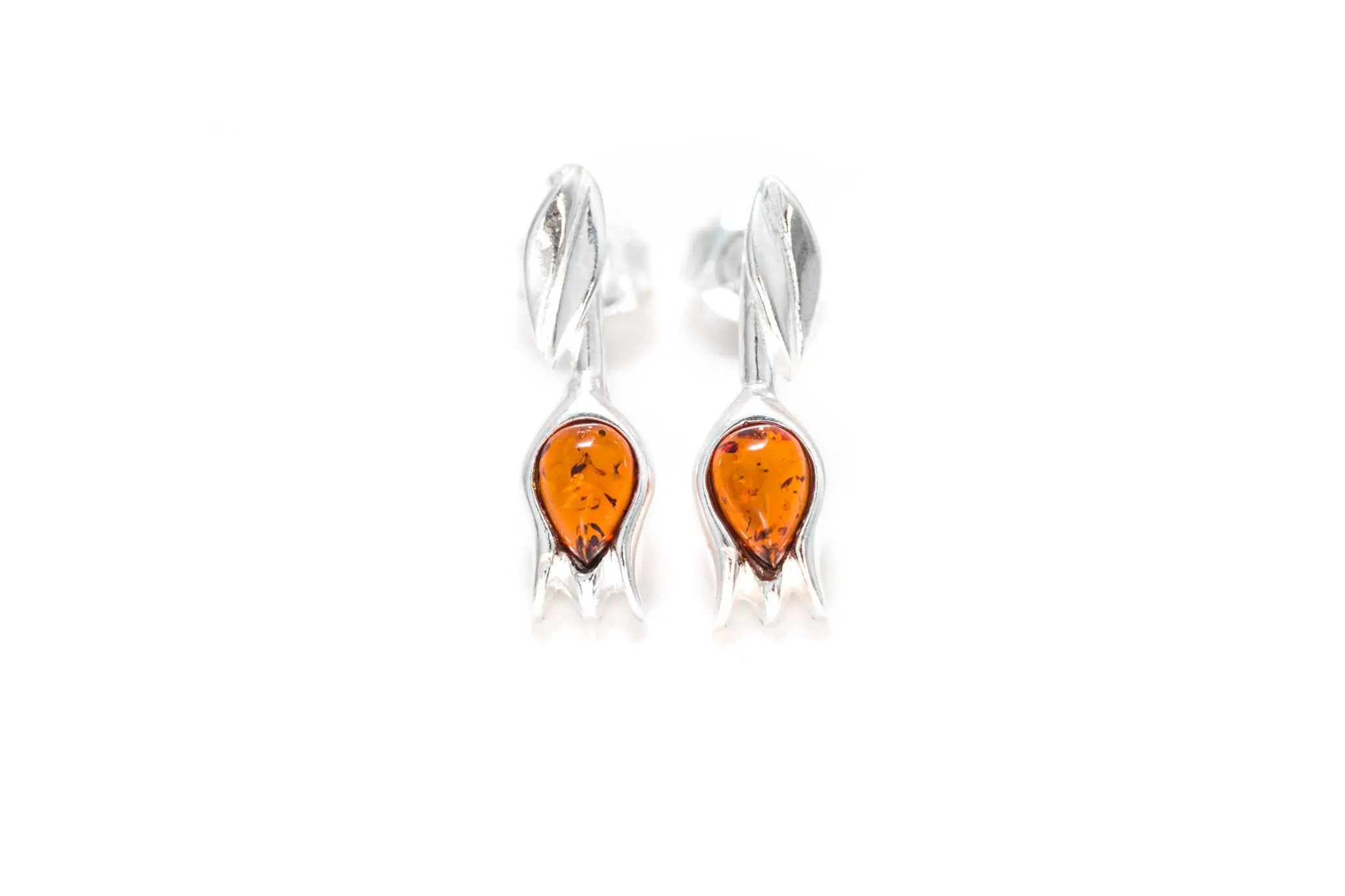 Amber Tulip Stud Earrings- Earrings- Baltic Beauty