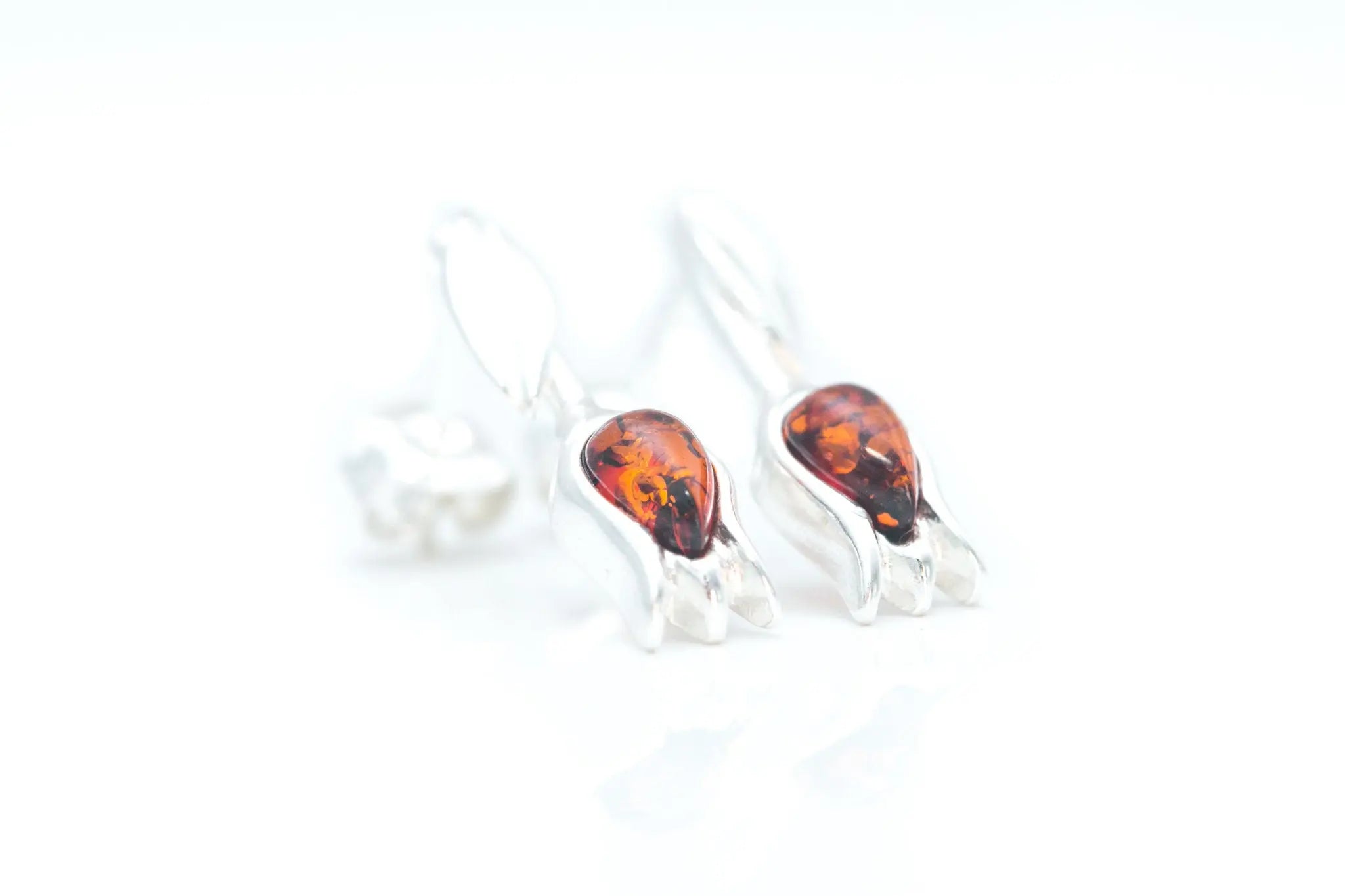 Amber Tulip Stud Earrings- Earrings- Baltic Beauty