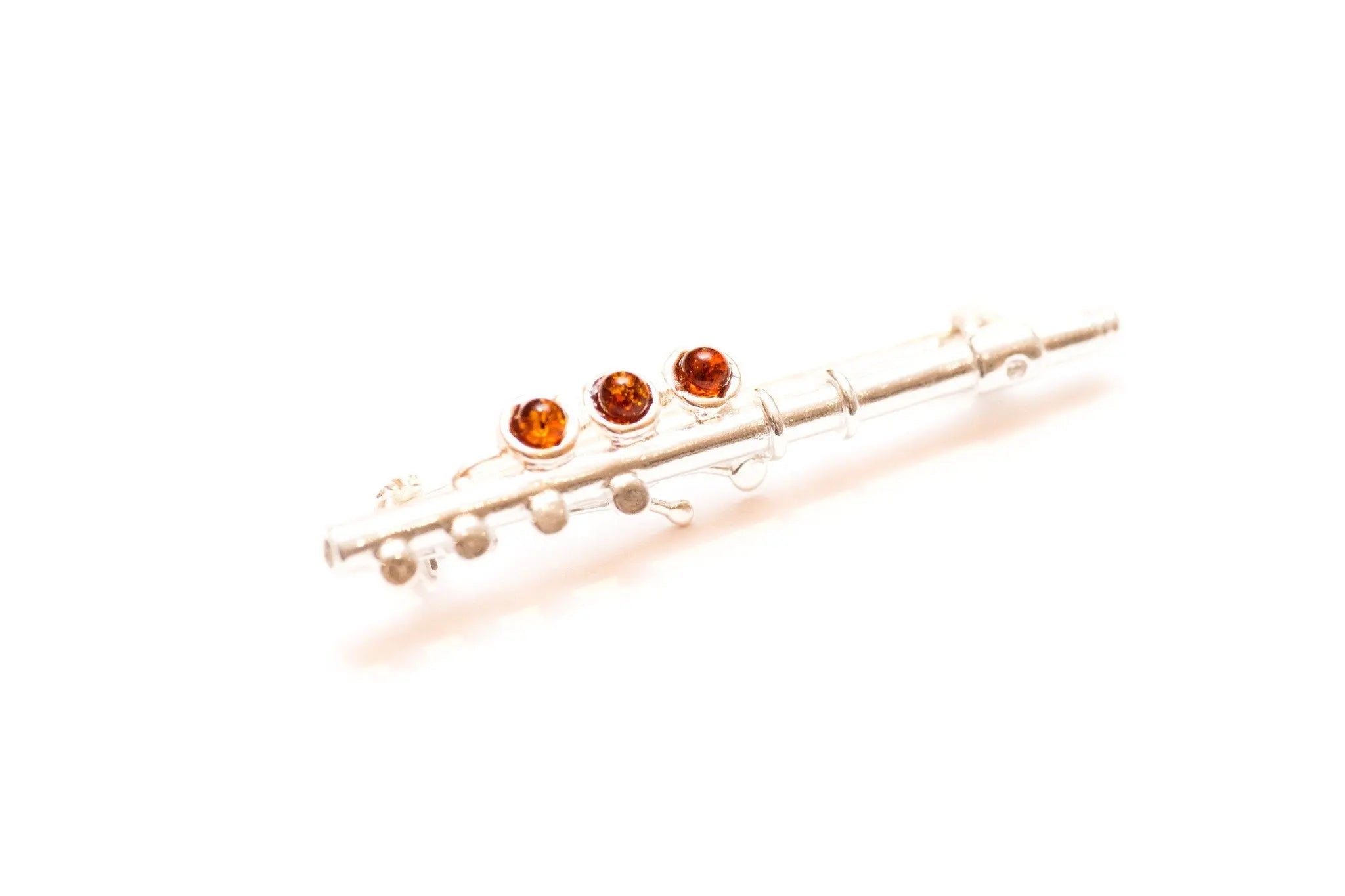 Baltic Beauty Brooches Amber & Silver Flute Brooch