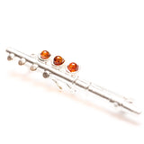 Baltic Beauty Brooches Amber & Silver Flute Brooch