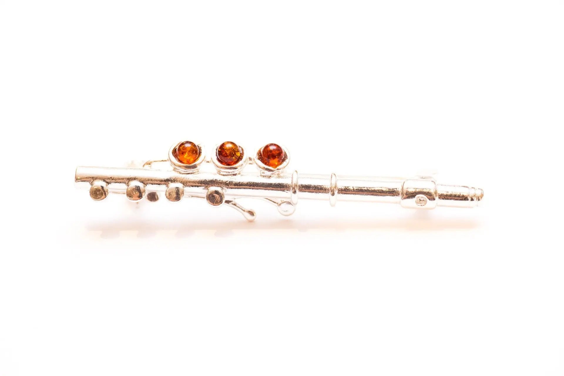 Baltic Beauty Brooches Amber & Silver Flute Brooch