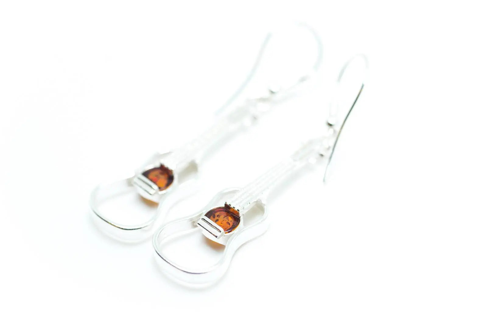 Baltic Beauty Earrings Amber & Silver Guitar Earrings