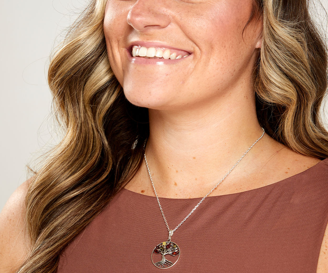Amber Tree of Life Necklace – handcrafted in Baltic amber and sterling silver, view 2