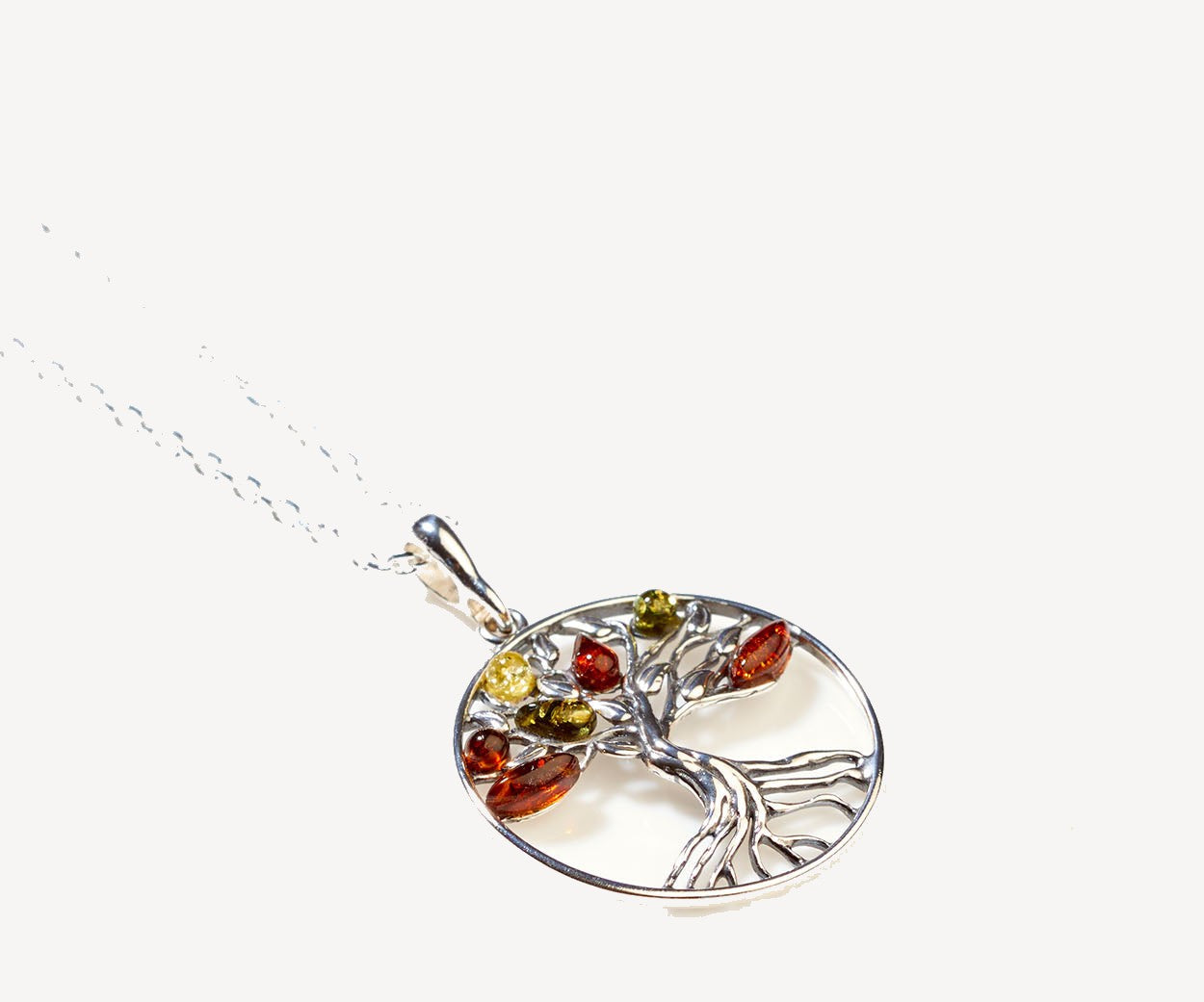 Amber Tree of Life Necklace – handcrafted in Baltic amber and sterling silver