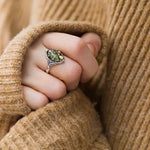 Boho Green Amber Ring- Rings- Baltic Beauty
